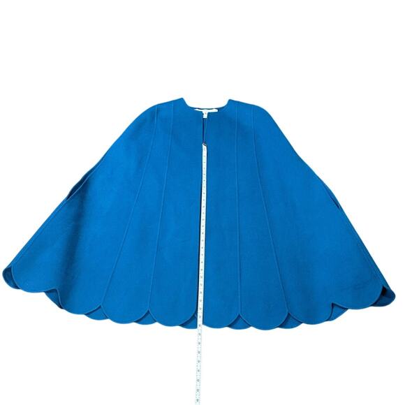 Valentino Wool Blend Cape Peacock Blue Scalloped Hem Size 42 NWT - Picture 8 of 8